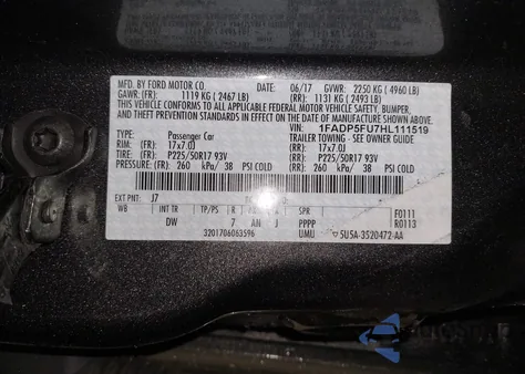 2017 Ford C-Max Energi Titanium z USA, uszkodzony, nr VIN 1FADP5FU7HL111519